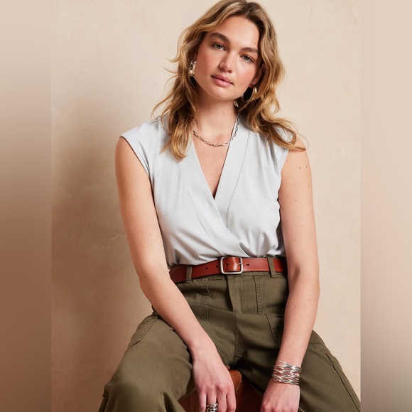 Banana Republic Factory Crepe Wrap-Style Top. NWT. - Picture 1 of 5